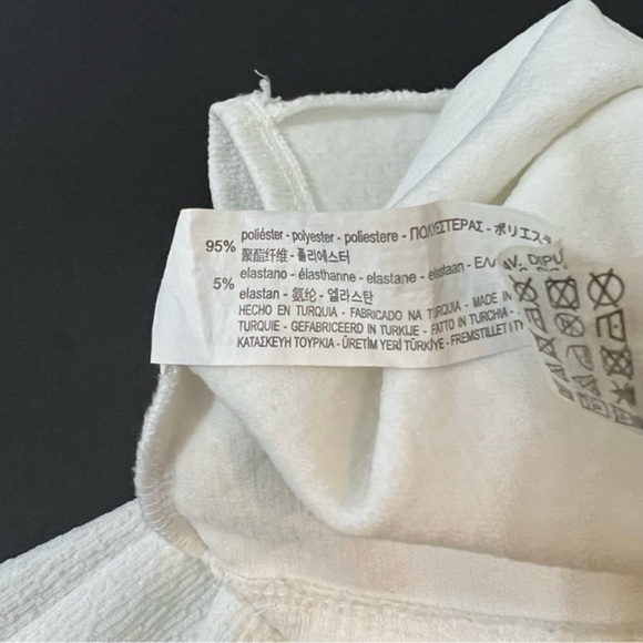 Zara Top V-neck Puff Sleeves Crepe Blouse White - Picture 3 of 5